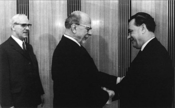  Патоличев Николай Семенович с руководителями ГДР В. Ульбрихтом и В. Штофом